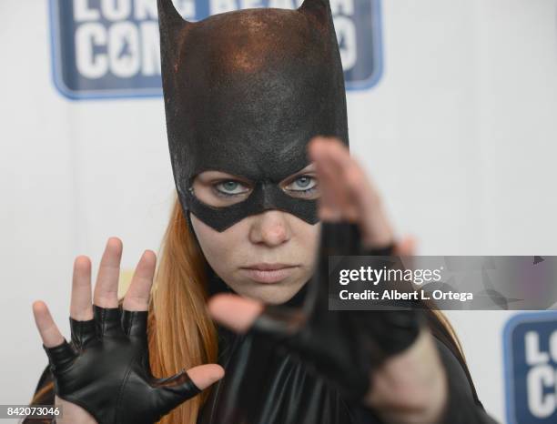 Cosplayer Kat Sky dressed as Batgirl attends the 2017 Long Beach Comic Con held at the Long Beach Convention Center on September 2, 2017 in Long...