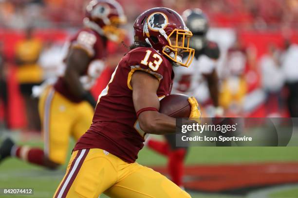 Washington Redskins wide receiver Maurice Harris in action during the NFL Preseason game between the Washington Redskins and Tampa Bay Buccaneers on...