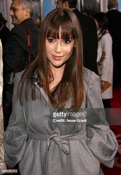 Actress Alyssa Milano arrives to the Los Angeles premiere of "Yes Man" at the Mann Village Theater on December 17, 2008 in Los Angeles, California.
