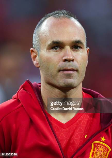 Andres Iniesta of Spain looks on prior to the FIFA 2018 World Cup Qualifier between Spain and Italy at Estadio Santiago Bernabeu on September 2, 2017...