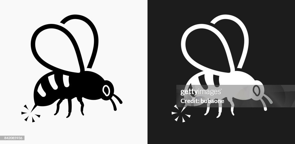 Bee Sting Icon on Black and White Vector Backgrounds