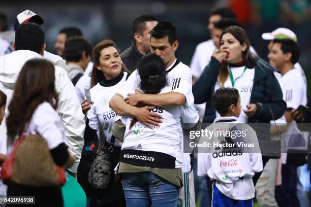 Hirving Lozano of Mexico celebrates after winning the match between Mexico and Panama as part of the FIFA 2018 World Cup Qualifiers at Estadio Azteca...