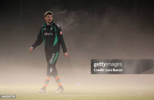 Per Mertesacker looks on during a training session during day one of Werder Bremen training camp on January 8, 2009 in Belek, Turkey.