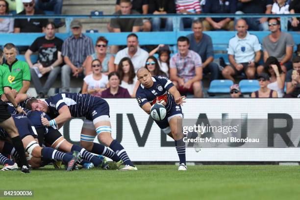 Enrico Januarie of Agen during the Top 14 match between Agen v Racing 92 on September 2, 2017 in Agen, France.