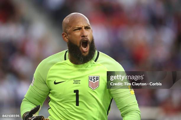 Goalkeeper Tim Howard of the United States during the United States Vs Costa Rica CONCACAF International World Cup qualifying match at Red Bull...