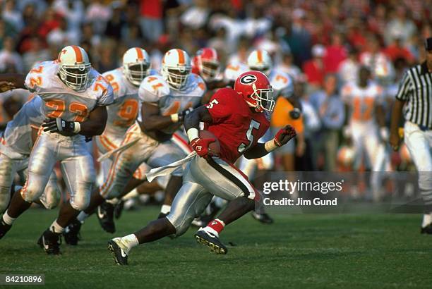 University of Georgia Garrison Hearst in action, rushing for touchdown vs University of Tennessee. Athens, GA 9/12/1992 CREDIT: Jim Gund