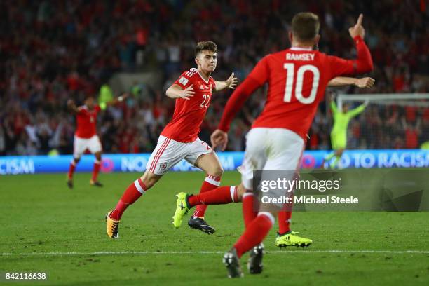 Ben Woodburn of Wales celebrates scoring the winning goal during the FIFA 2018 World Cup Qualifier Group D match between Wales and Austria at Cardiff...