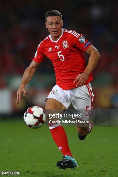 James Chester of Wales during the FIFA 2018 World Cup Qualifier Group D match between Wales and Austria at Cardiff City Stadium on September 2, 2017...