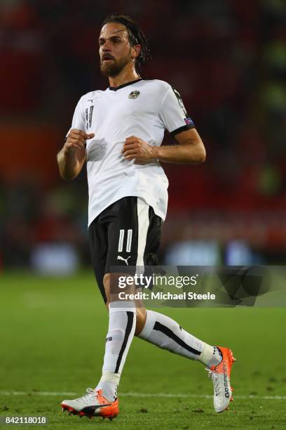 Martin Harnik of Austria during the FIFA 2018 World Cup Qualifier Group D match between Wales and Austria at Cardiff City Stadium on September 2,...