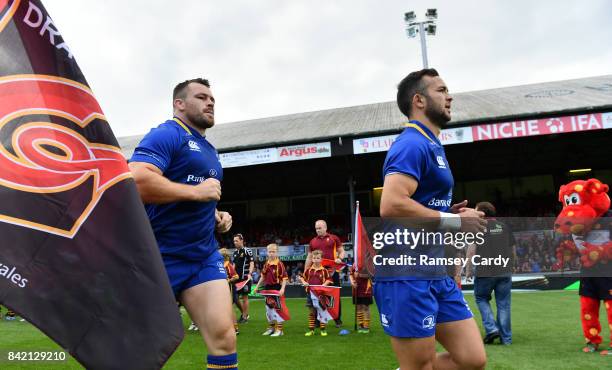 Wales , United Kingdom - 2 September 2017; Cian Healy, left, and Jamison Gibson-Park of Leinster ahead of the Guinness PRO14 Round 1 match between...