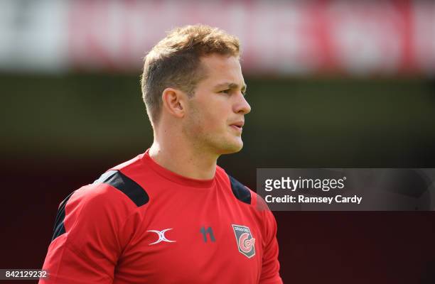 Wales , United Kingdom - 2 September 2017; Hallam Amos of Dragons ahead of the Guinness PRO14 Round 1 match between Dragons and Leinster at Rodney...