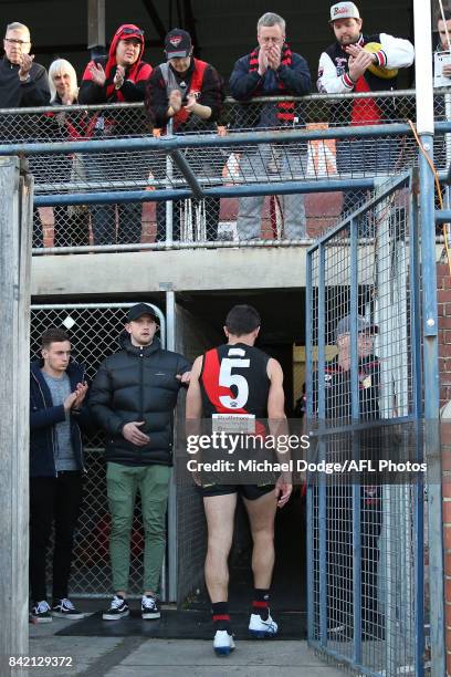 Retiree Brent Stanton of Essendon looks dejected after losing during the VFL Elimination Final match between Essendon and Footscray at Fortburn...