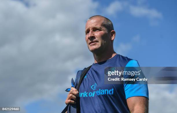 Wales , United Kingdom - 2 September 2017; Leinster senior coach Stuart Lancaster ahead of the Guinness PRO14 Round 1 match between Dragons and...