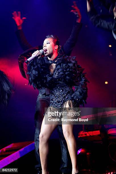 Singer Keyshia Cole performs during the "I Am Music" tour at the United Center in Chicago, Illinois on December 27, 2008.