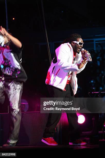 Rapper T-Pain performs during the "I Am Music" tour at the United Center in Chicago, Illinois on December 27, 2008.