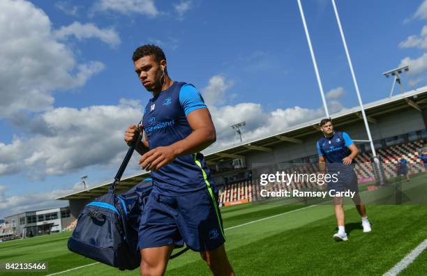 Wales , United Kingdom - 2 September 2017; Adam Byrne of Leinster ahead of the Guinness PRO14 Round 1 match between Dragons and Leinster at Rodney...