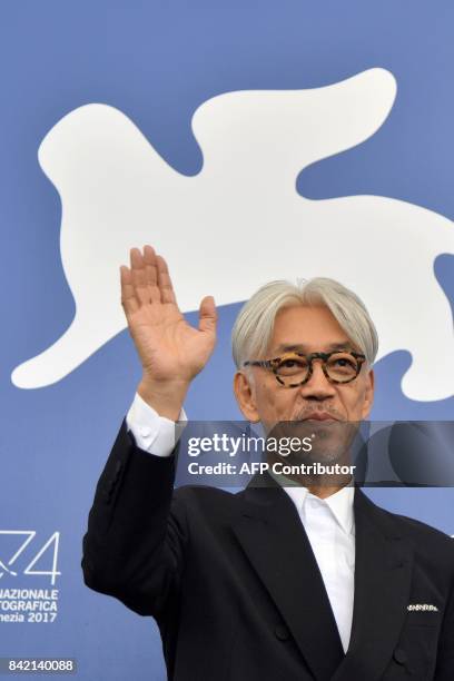 Japanese musician Ryuichi Sakamoto attends the photocall of the movie "Ryuichi Sakamoto : Coda" presented out of competition at the 74th Venice Film...