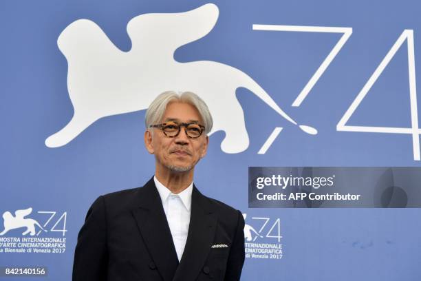 Japanese musician Ryuichi Sakamoto attends the photocall of the movie "Ryuichi Sakamoto : Coda" presented out of competition at the 74th Venice Film...