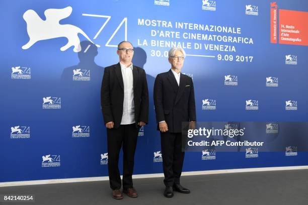 Japanese musician Ryuichi Sakamoto and director Stephen Nomura Schible attend the photocall of the movie "Ryuichi Sakamoto : Coda" presented out of...