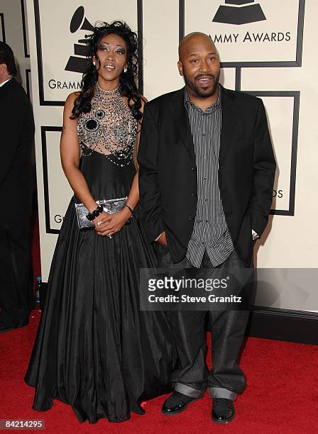 Bun B and Pimp C's widow Chinara arrive to the 50th Annual GRAMMY Awards at the Staples Center on February 10, 2008 in Los Angeles, California.
