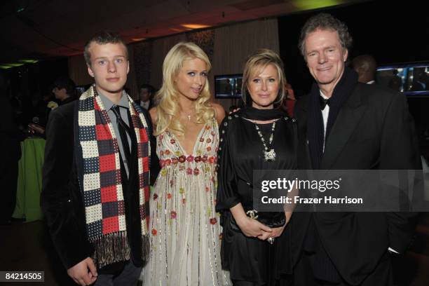 Socialites Conrad Hilton, Paris Hilton, Kathy Hilton and Rick Hilton attend the 35th Annual People's Choice Awards after party held at the Shrine...