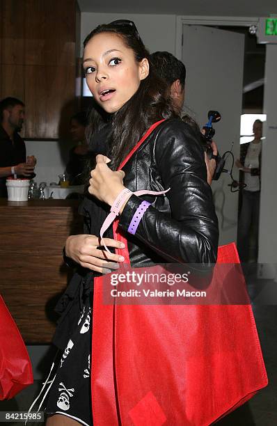 Actress Amber Stevens attends the "Visual Impact Now" Pre-Golden Globes Luncheon hosted by January Jones on January 8, 2009 in Los Angeles,...