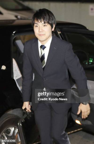 Kei Komuro returns home in Yokohama, south of Tokyo, on Sept. 3 after attending events including a news conference following an announcement by the...