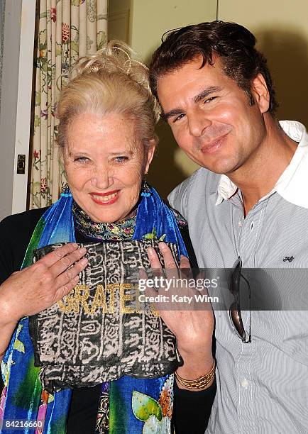 Actors Sally Kirkland and Vincent De Paul arrive at the Pre-Golden Globes DPA Gifting Lounge hosted by Nathalie Dubois held at the The Peninsula...