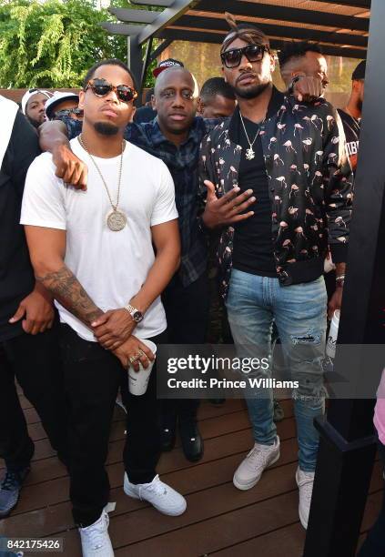 Mack Wilds, Chaka Zulu and John Wall attend 2017 Luda Day Weekend at Elleven45 on September 2, 2017 in Atlanta, Georgia.