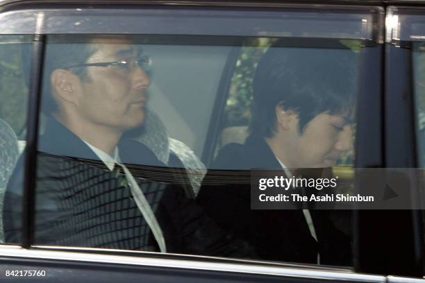 Kei Komuro, fiance of Princess Mako of Akishino is seen on arrival at the Akasaka Estate on September 3, 2017 in Tokyo, Japan. Princess Mako, a...