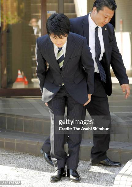 Kei Komuro, fiance of Princess Mako of Akishino leaves his home on September 3, 2017 in Yokohama, Kanagawa, Japan. Princess Mako, a granddaughter of...