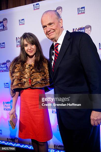 Former senator Fred Thompson and his wife Jeri Thompson pose on the red carpet upon arrival at a salute to FOX News Channel's Brit Hume on January 8,...
