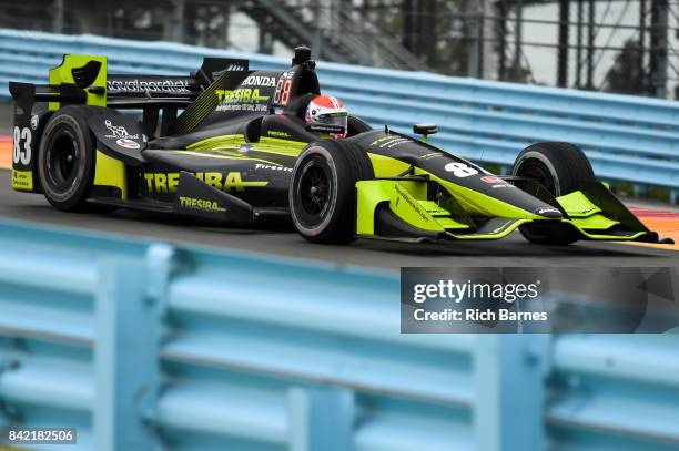 Charlie Kimball, driver of the Tresiba Chip Ganassi Racing Teams Honda, during practice for the INDYCAR Grand Prix at The Glen at Watkins Glen...