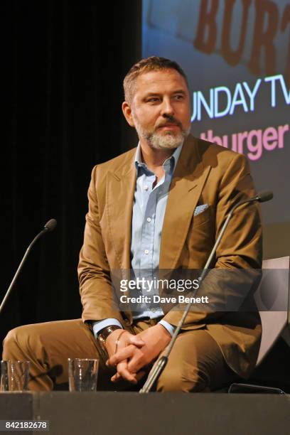 David Walliams speaks on stage following a BFI Southbank preview of "Ratburger", Sky 1's TV adaptation of his book published by HarperCollins, on...