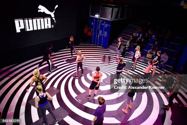 Pamela Reif present the Puma dance training during the Bread & Butter by Zalando at arena Berlin on September 3, 2017 in Berlin, Germany.