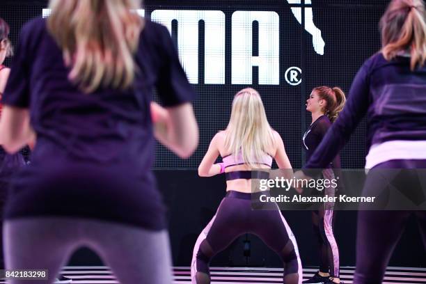 Pamela Reif present the Puma dance training during the Bread & Butter by Zalando at arena Berlin on September 3, 2017 in Berlin, Germany.