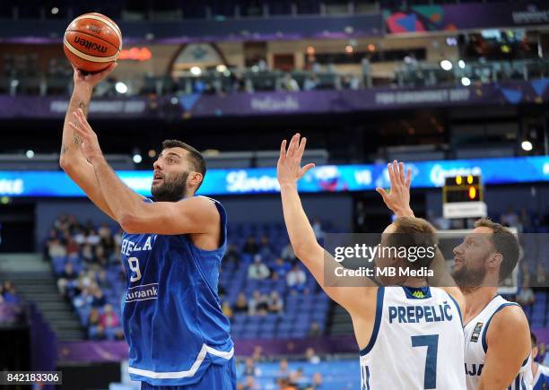 Ioannis Bourousis of Greece, Klemen Prepelic of Slovenia during the FIBA Eurobasket 2017 Group A match between Slovenia and Greece on September 3,...