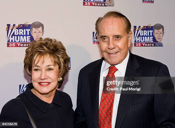 Sen. Elizabeth Dole and Sen. Bob Dole attends salute to Brit Hume at Cafe Milano on January 8, 2009 in Washington, DC.