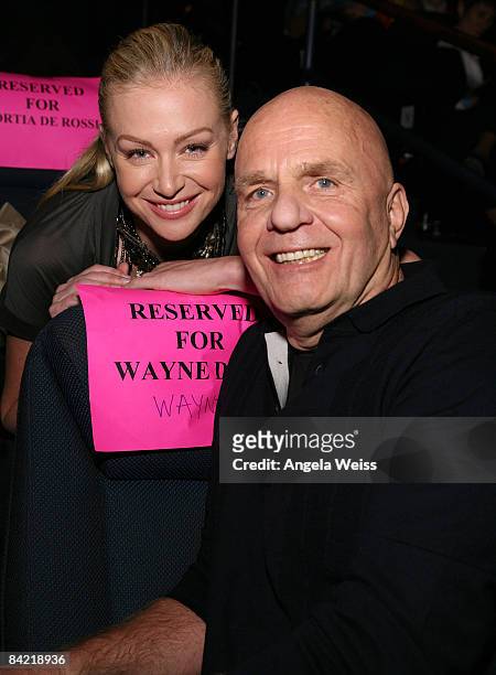 Actress Portia de Rossi and author Dr. Wayne W. Dyer attend the premiere of 'Ambition To Meaning' held at the Lloyd E. Rigler Theater at the Egyptian...