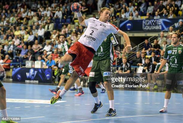 Frederic Stueber of the Eulen Ludwigshafen during the game between Fuechse Berlin and the Eulen Ludwigshafen on September 3, 2017 in Berlin, Germany.
