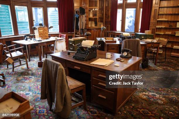 The Library in Bletchley Park Mansion, recreated to show how it looked when it was used as a Naval Intelligence office during World War II, is...