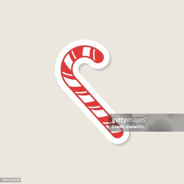 cute christmas icons stickers - candy cane stock illustrations