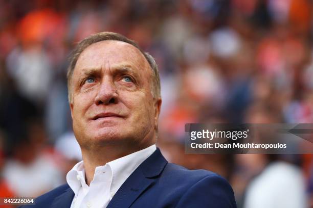 Netherlands Head Coach / Manager, Dick Advocaat looks on during the FIFA 2018 World Cup Qualifier between the Netherlands and Bulgaria held at The...