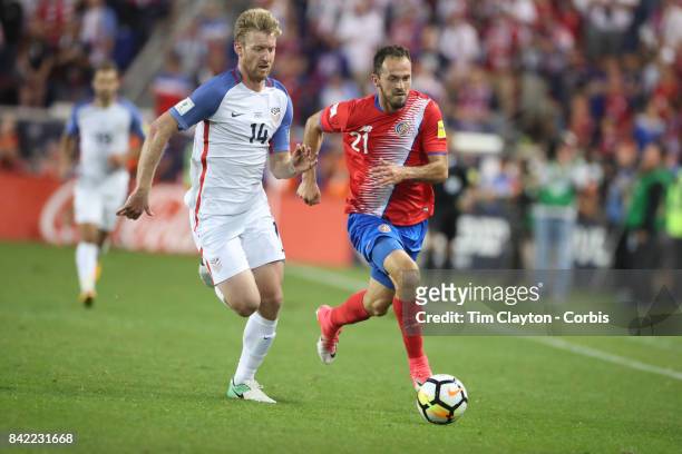 Tim Ream of the United States and Marcos Urena of Costa Rica challenge for the ball during the United States Vs Costa Rica CONCACAF International...