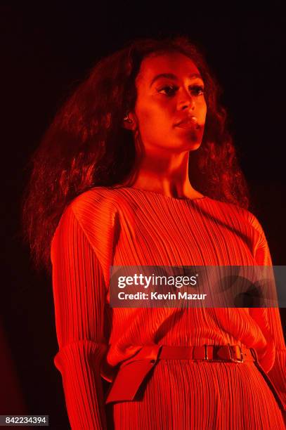 Solange performs onstage during the 2017 Budweiser Made in America festival - Day 1 at Benjamin Franklin Parkway on September 2, 2017 in...