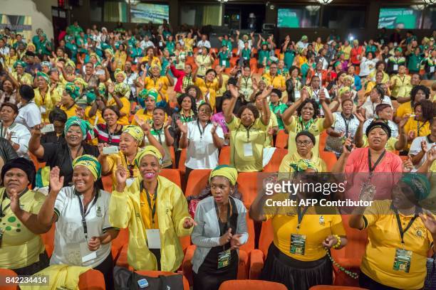 African National Womens League delegates chant in support of former African Union chair and current African National Congress front runner for ANC...