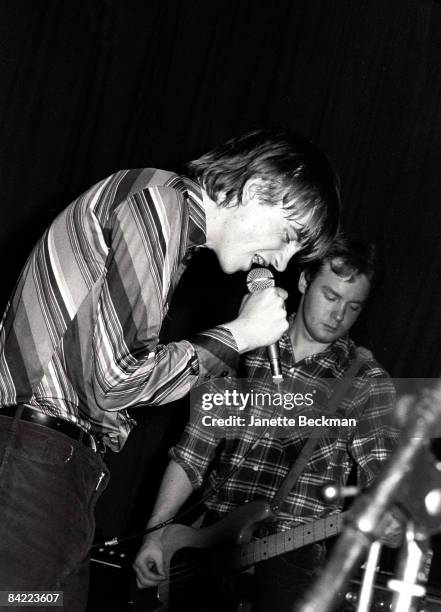 Manchester post-punk band The Fall performing in London, 1978. On the right is bassist Steve Hanley.