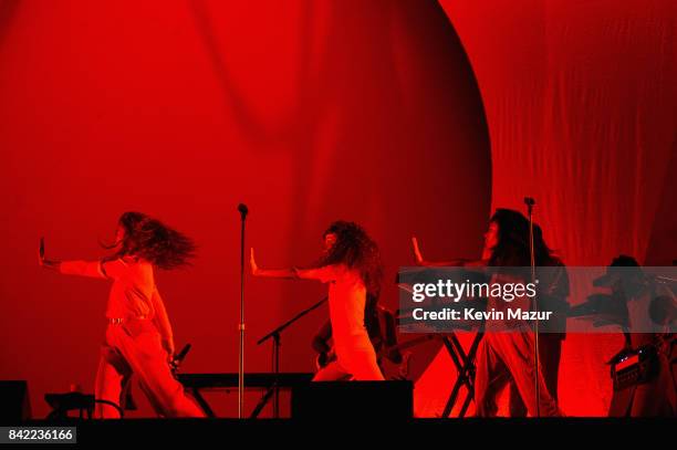 Solange performs onstage during the 2017 Budweiser Made in America festival - Day 1 at Benjamin Franklin Parkway on September 2, 2017 in...