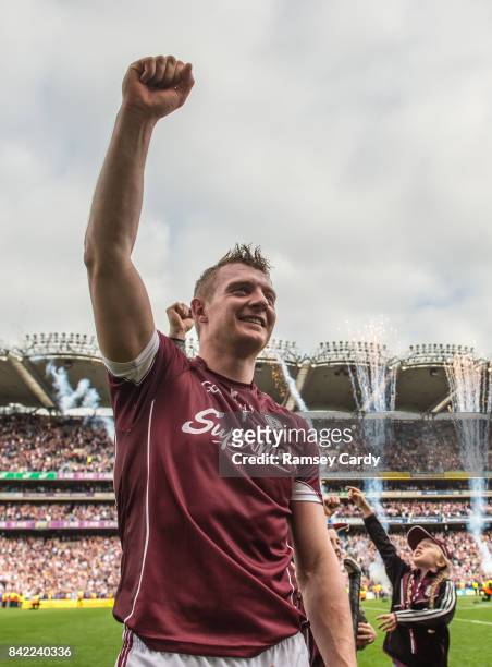 Dublin , Ireland - 3 September 2017; Galway's Joe Canning watches on as captain David Burke lifts the Liam MacCarthy cup following the GAA Hurling...