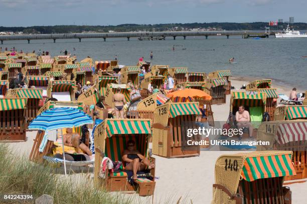 Summer holidays and beach holidays in Scharbeutz at the Baltic Sea - beach chairs.